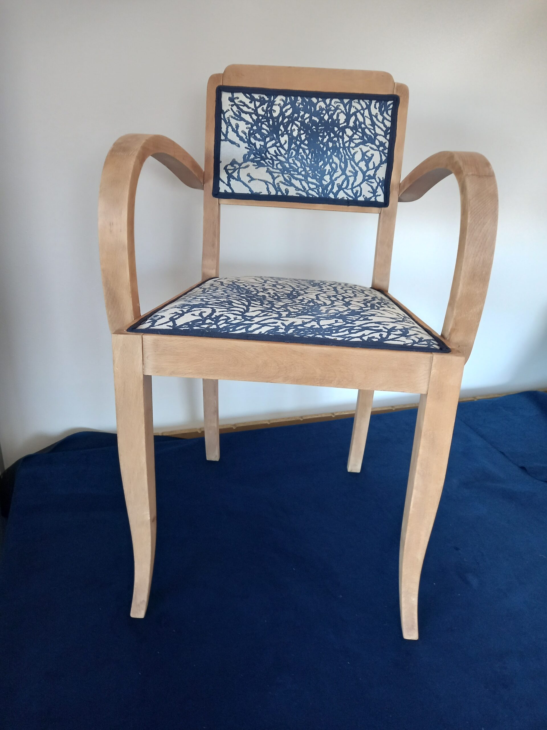 bridge restauré tissu corail bleu