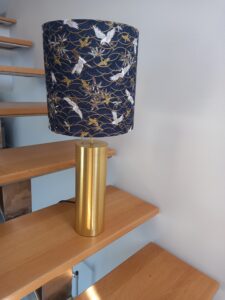 abat-jour tissu bleu et or